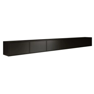 Schwarzes, wandhängendes Selsey TV-Hängeboard Framme, 300 cm breit, für modernes Wohnzimmer.