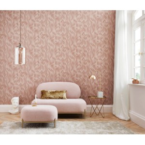 Rosa Vliestapete mit Wellenmuster von Erismann Elle Decoration für stilvolle Wände.