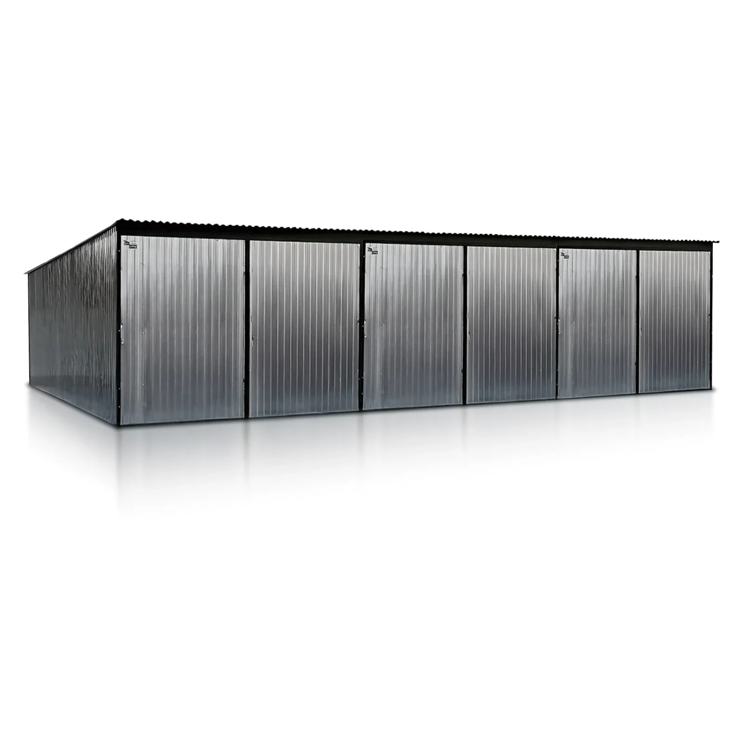 Liderstal Dreifachgaragen Premium aus Blech 900 x 500 cm Pultdach Doppelflügeltor Verzinkt