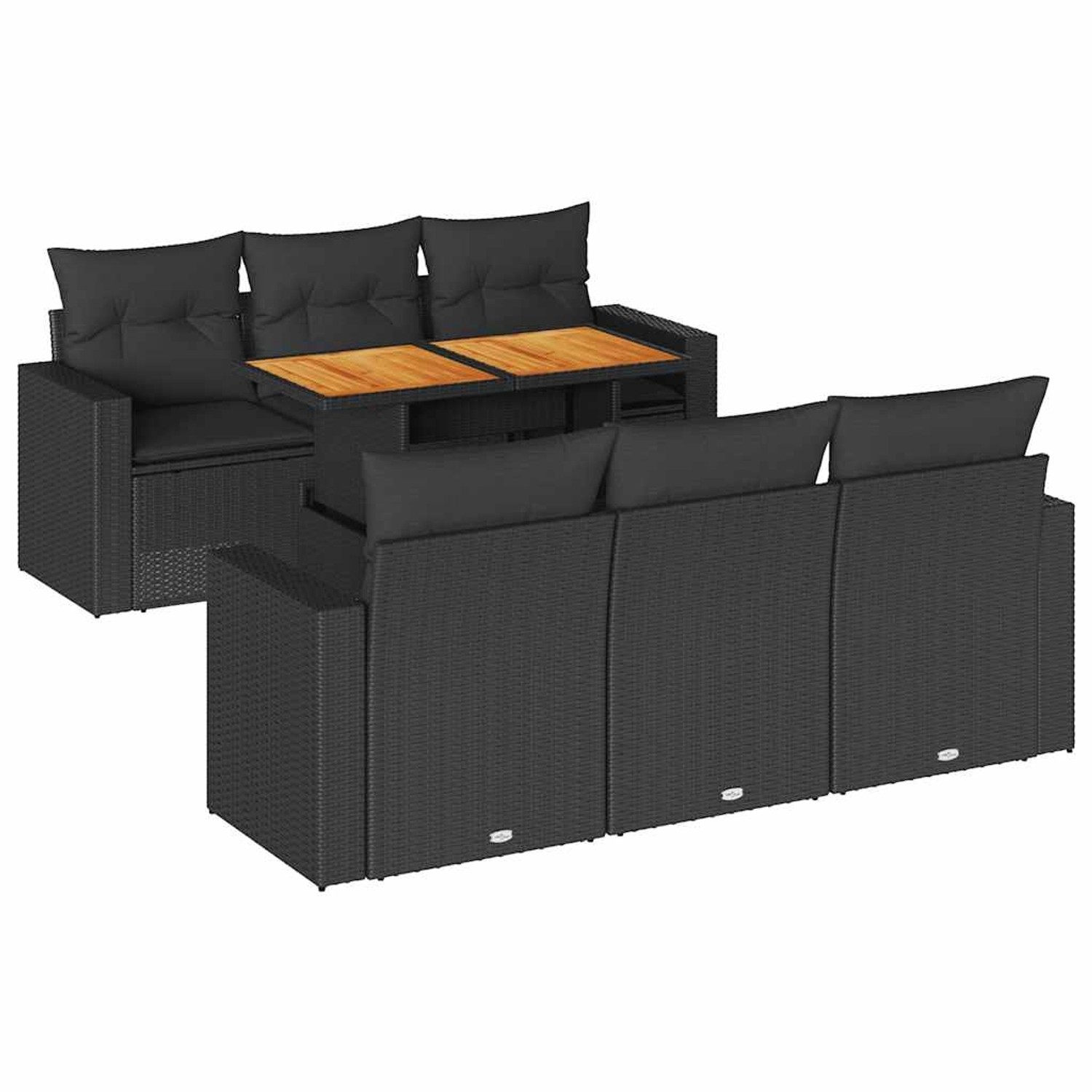 vidaXL 7-Tlg Garten-Sofagarnitur mit Kissen Schwarz Poly Rattan 3326995 günstig online kaufen