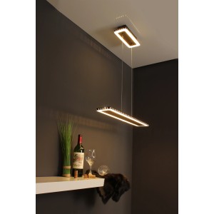 Goldene LED-Pendelleuchte Solaris von Luce Design, 70 cm, modernes Design für Wohnräume.