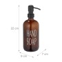 Relaxdays Seifenspender 2er Set Glas Edelstahl Braun Schwarz Nachfüllbar 22 cm x 9 cm x 7 cm 0,62 kg_4