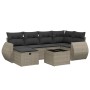 Graue 7-tlg. vidaXL Garten-Sofagarnitur aus Polyrattan mit Kissen.