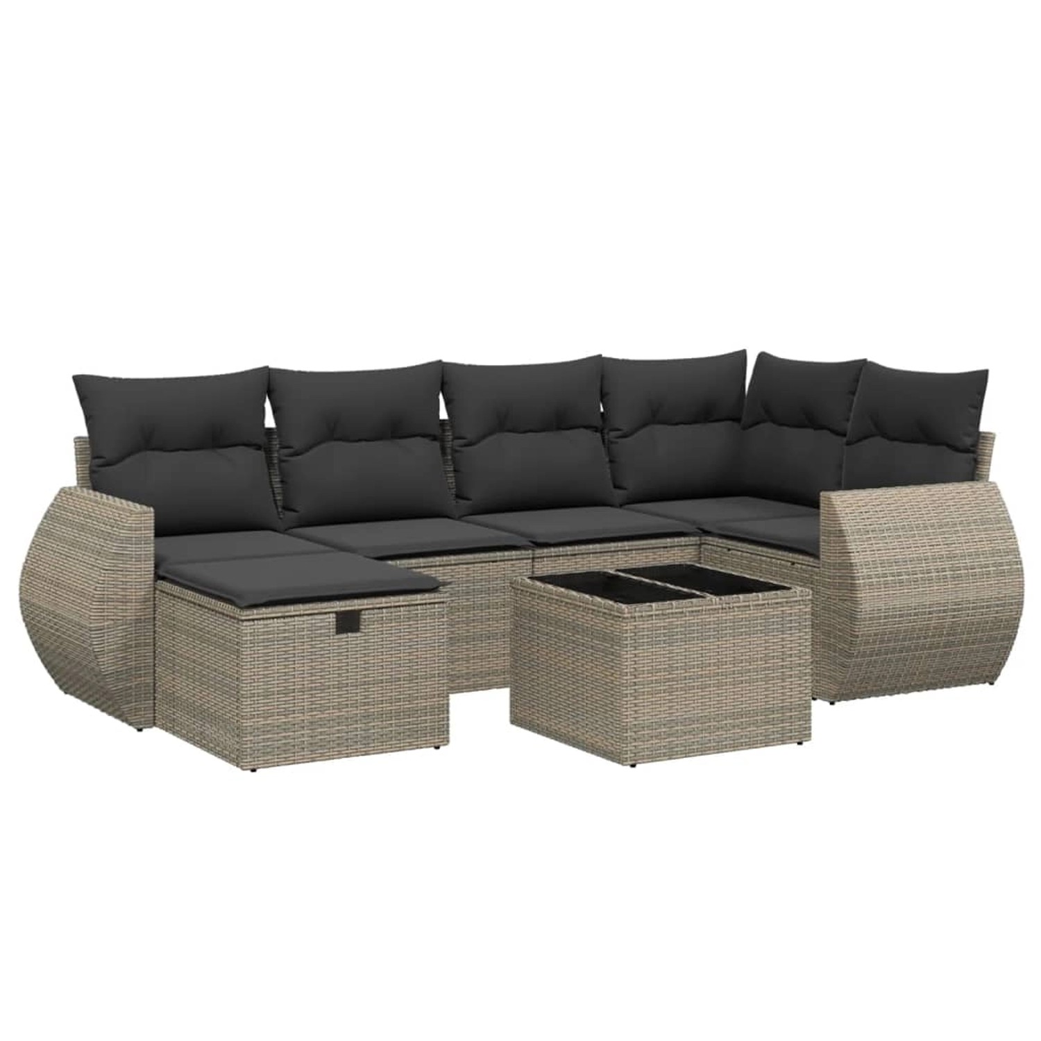 vidaXL 7-Tlg Garten-Sofagarnitur mit Kissen Grau Poly Rattan 3264116 günstig online kaufen