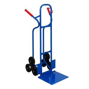 Blauer PROREGAL Treppensteiger RAGNAR mit klappbarer Schaufel und 3 Vollgummireifen.