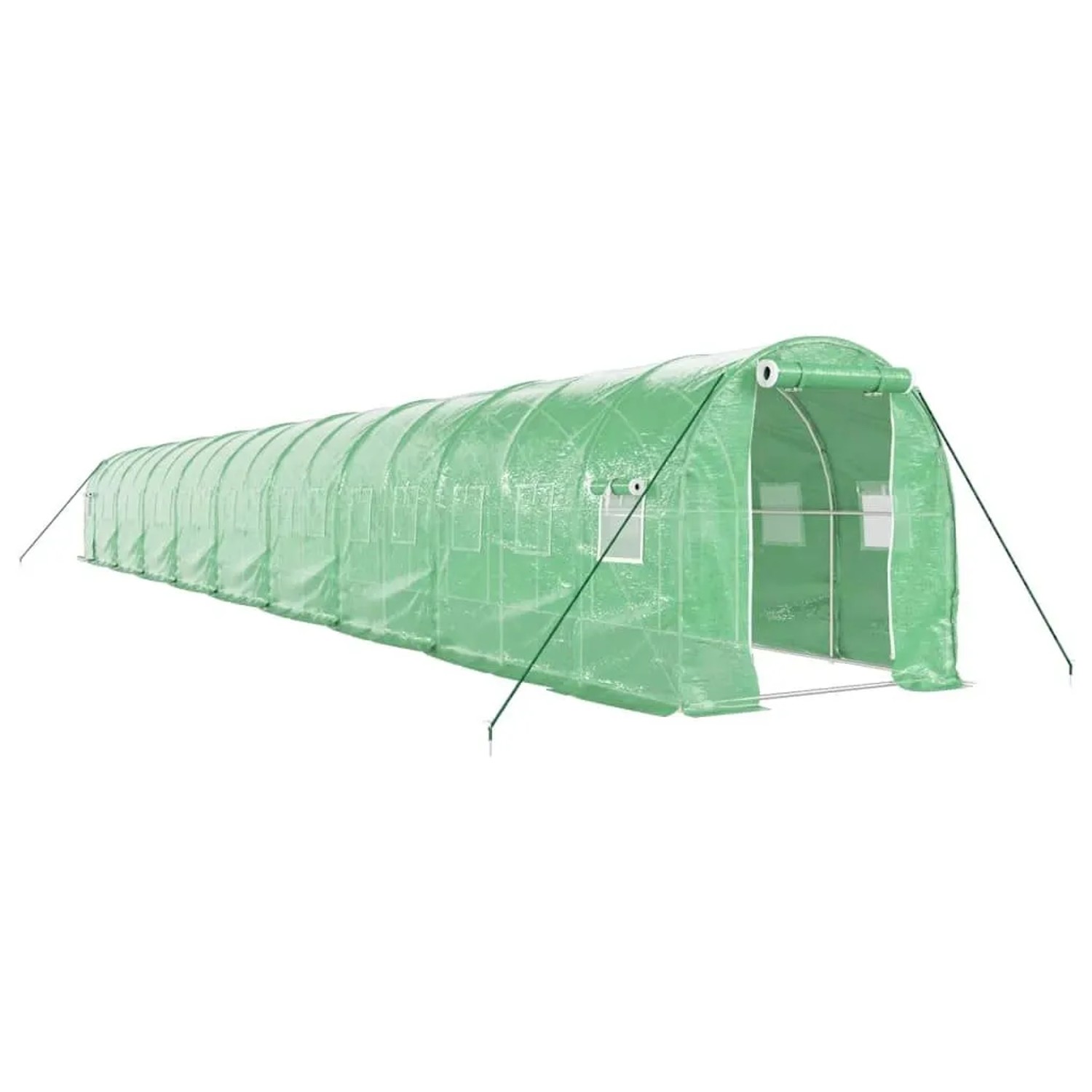 vidaXL Gewächshaus mit Stahlrahmen Grün 36 m² 18x2x2 m 3188024