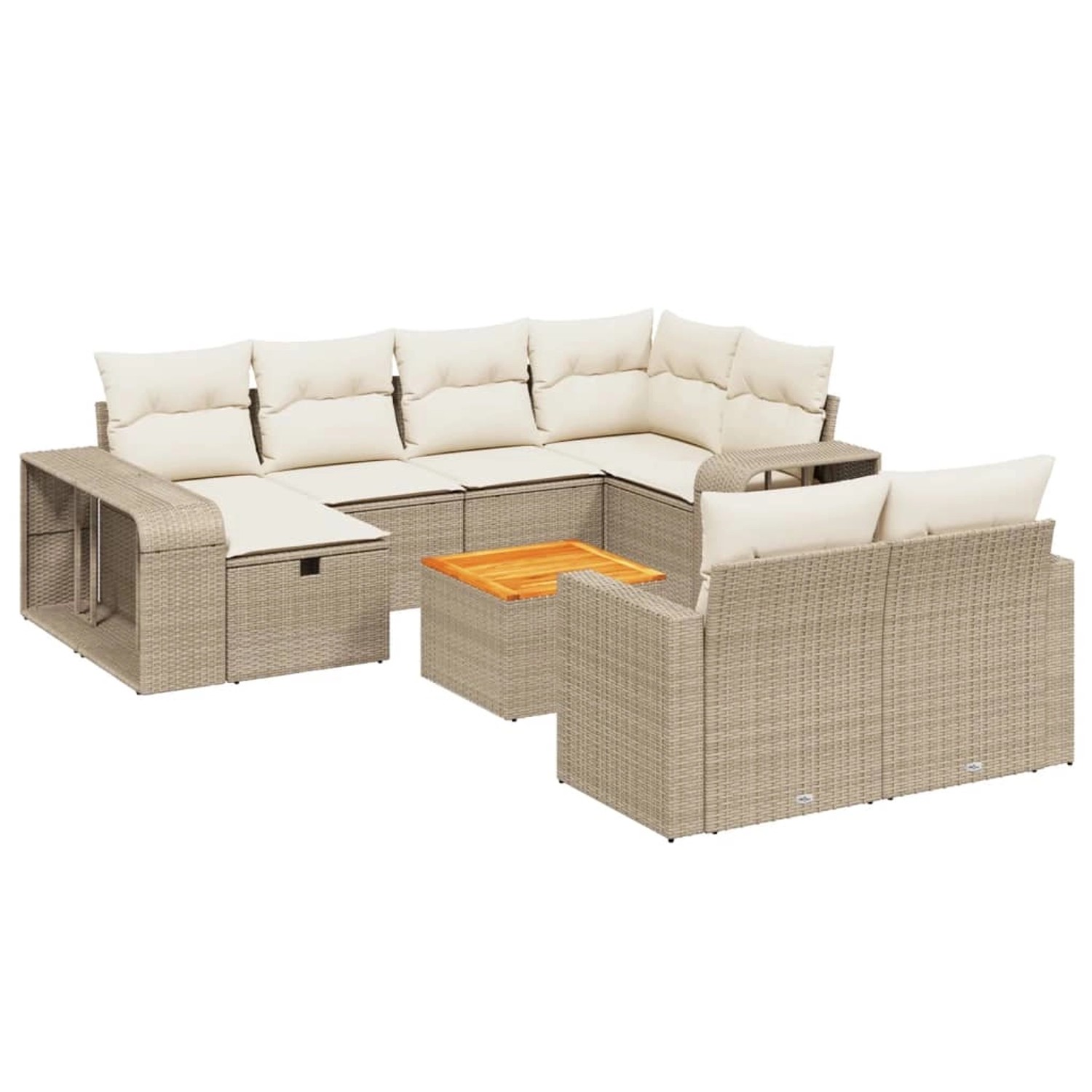 vidaXL 11-Tlg Garten-Sofagarnitur mit Kissen Beige Poly Rattan 3266258 günstig online kaufen