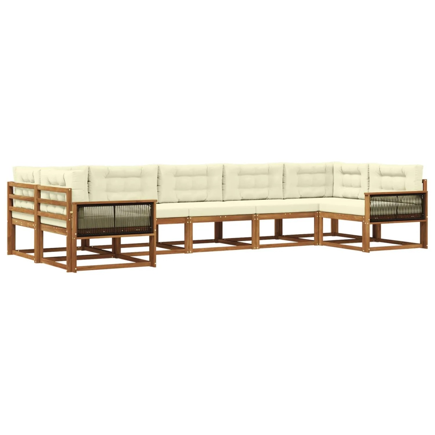 vidaXL Outdoor-Sofagarnitur mit Kissen 7 Stk Natur und Creme 3382863