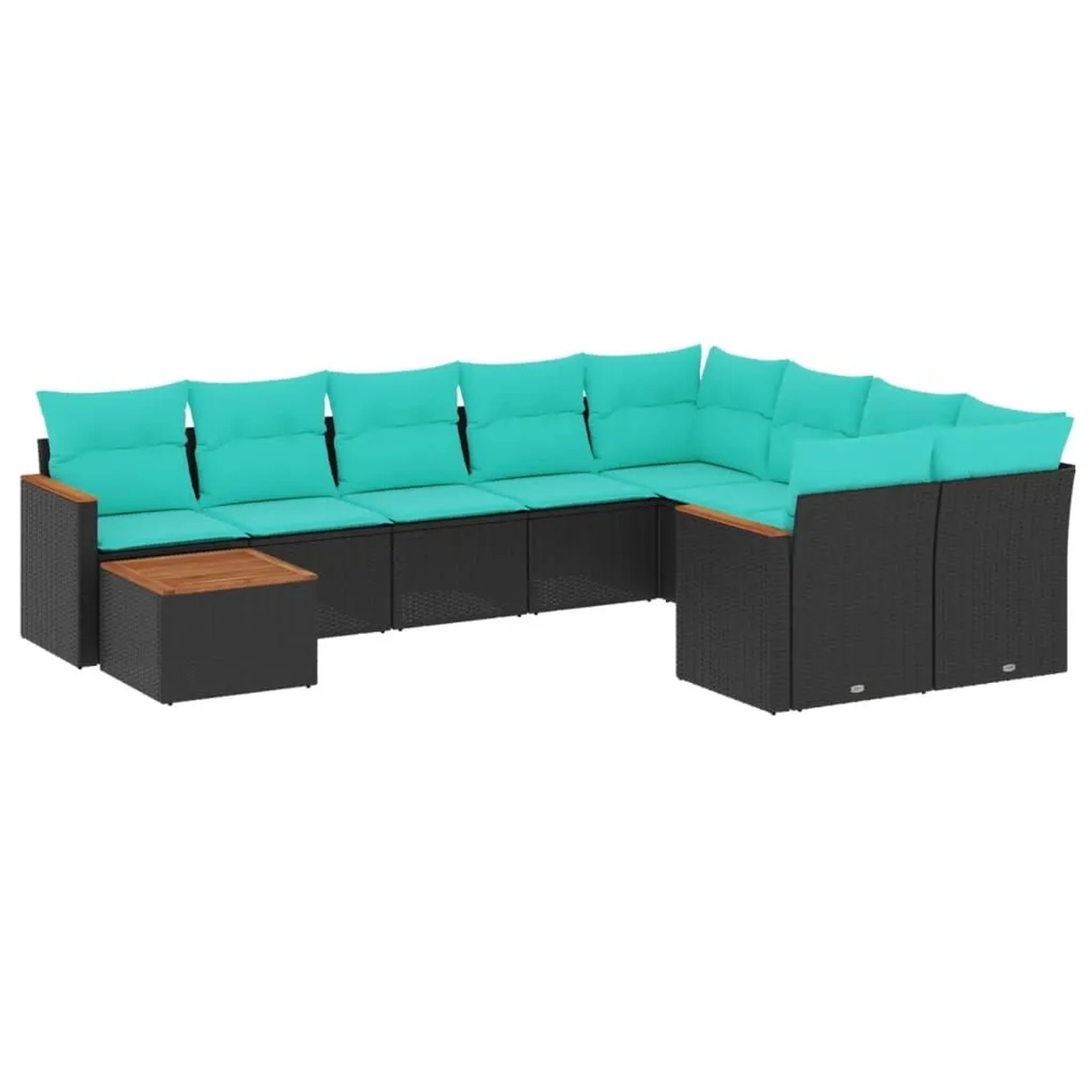 vidaXL 10-Tlg Gartensofa-Set mit Kissen Schwarz Polyrattan 3226316 günstig online kaufen