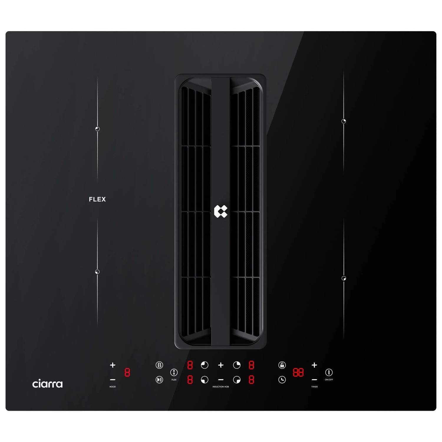 CIARRA Kochfeld mit Dunstabzug 60 cm Kochfeldabzug 4 Zonen mit Integriertem Plasma System Flex Zone Boost 7165W CBBEH594BBF