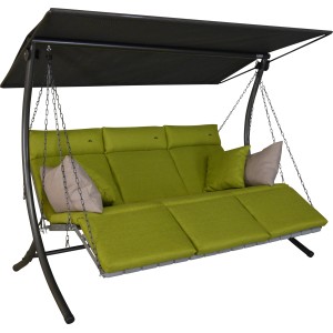 Angerer Hollywoodschaukel Luxus Smart Lime mit grünem Bezug und Sonnendach.