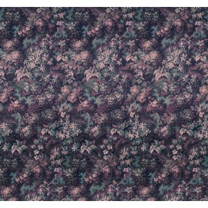 Komar Fototapete Vlies Botanique Aubergine, florales Muster in Lila- und Grüntönen, 300x280 cm.