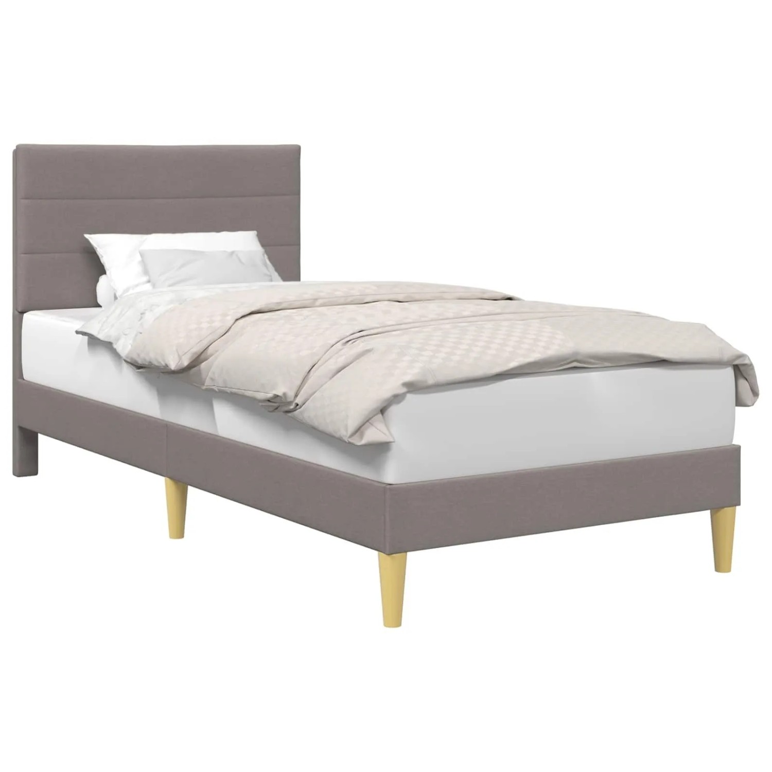 vidaXL Bettrahmen mit Kopfteil Taupe 100 x 200 cm Stoff 42027568