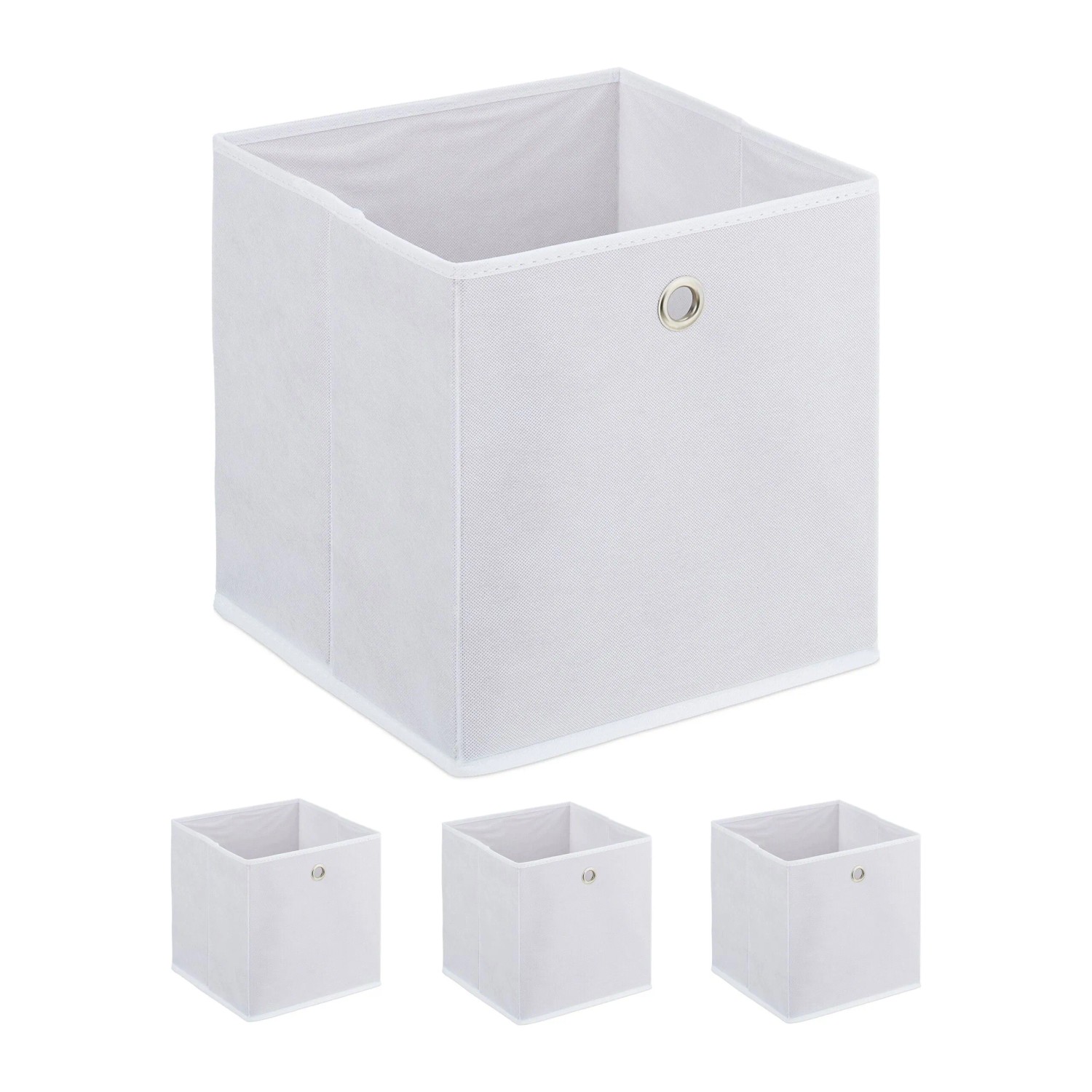 Relaxdays Aufbewahrungsbox Vlies Weiß Faltbar 4er Set 30 cm x 30 cm x 30 cm 0,53 kg
