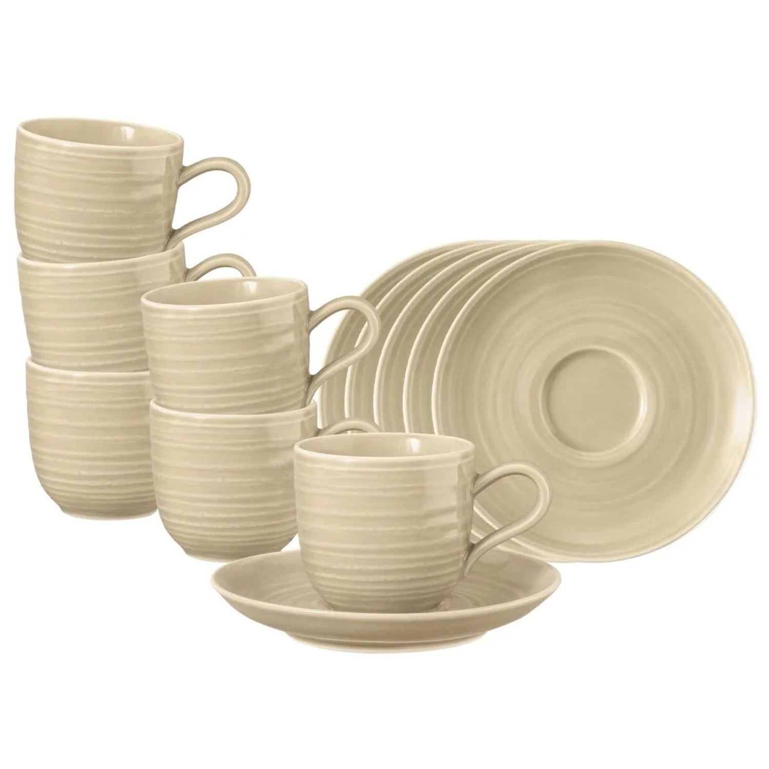 Seltmann Weiden Terra Espressotassen mit Untertassen 6er Set Sandbeige