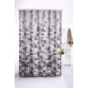 Euroshowers Duschvorhang mit Pixelmuster, inklusive Ringe und Ösen.