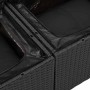 Detailansicht des schwarzen vidaXL Gartenmöbel-Sets aus Polyrattan mit Stauraum.