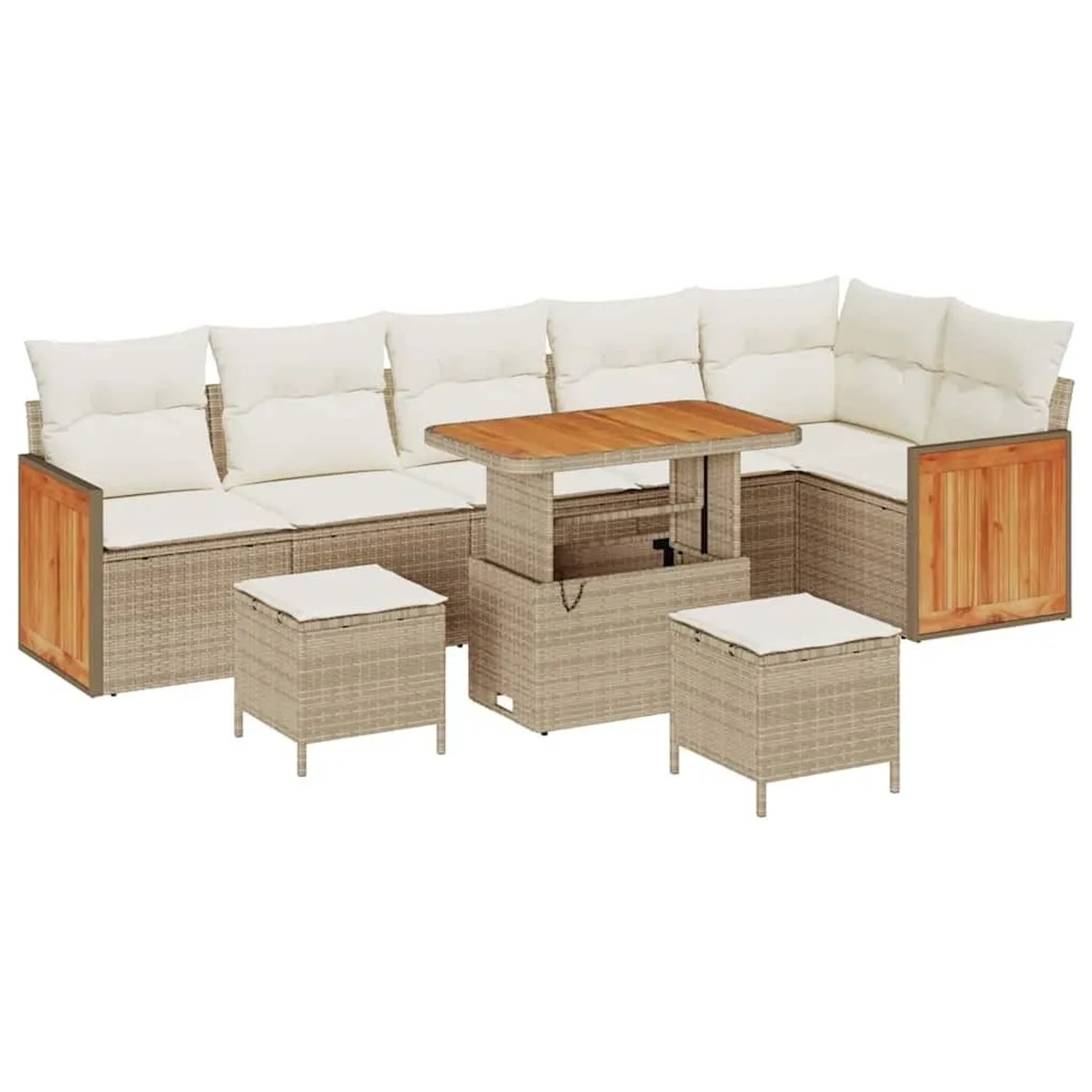 vidaXL Gartensofa-Set mit Kissen 11 Stk Beige und Creme Poly-Rattan 3365276 günstig online kaufen