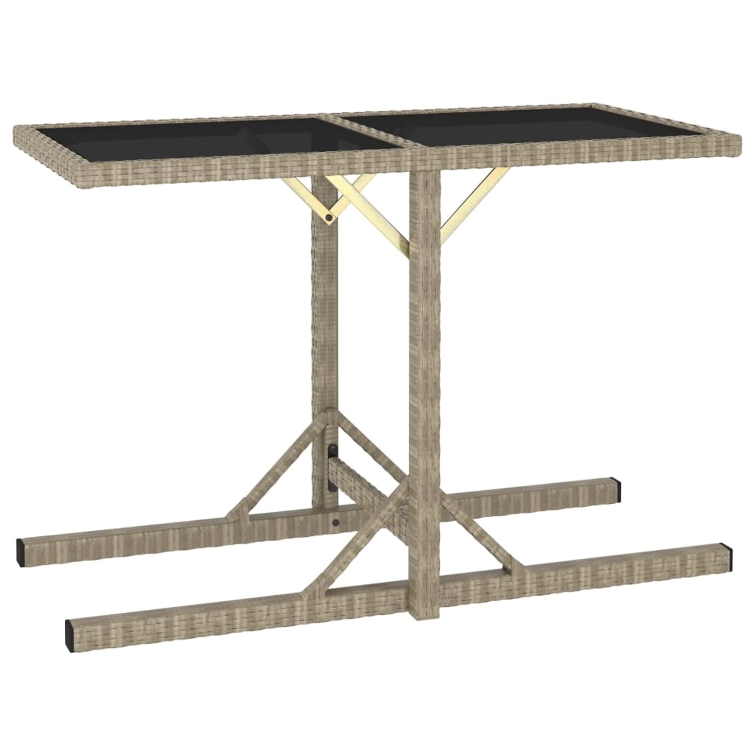 vidaXL Gartentisch Beige 110x53x72 cm Glas und Poly Rattan 46454