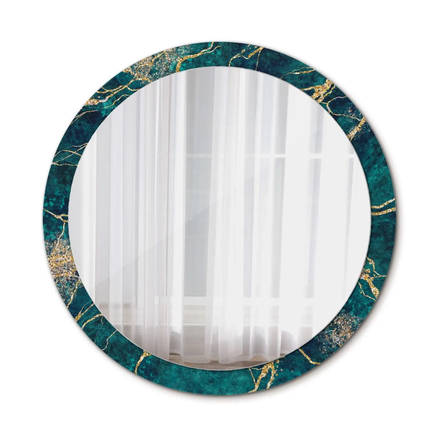 Tulup Spiegel mit Motivdruck Grüner Marmor Runder Spiegel 100x100 cm Aufdru günstig online kaufen