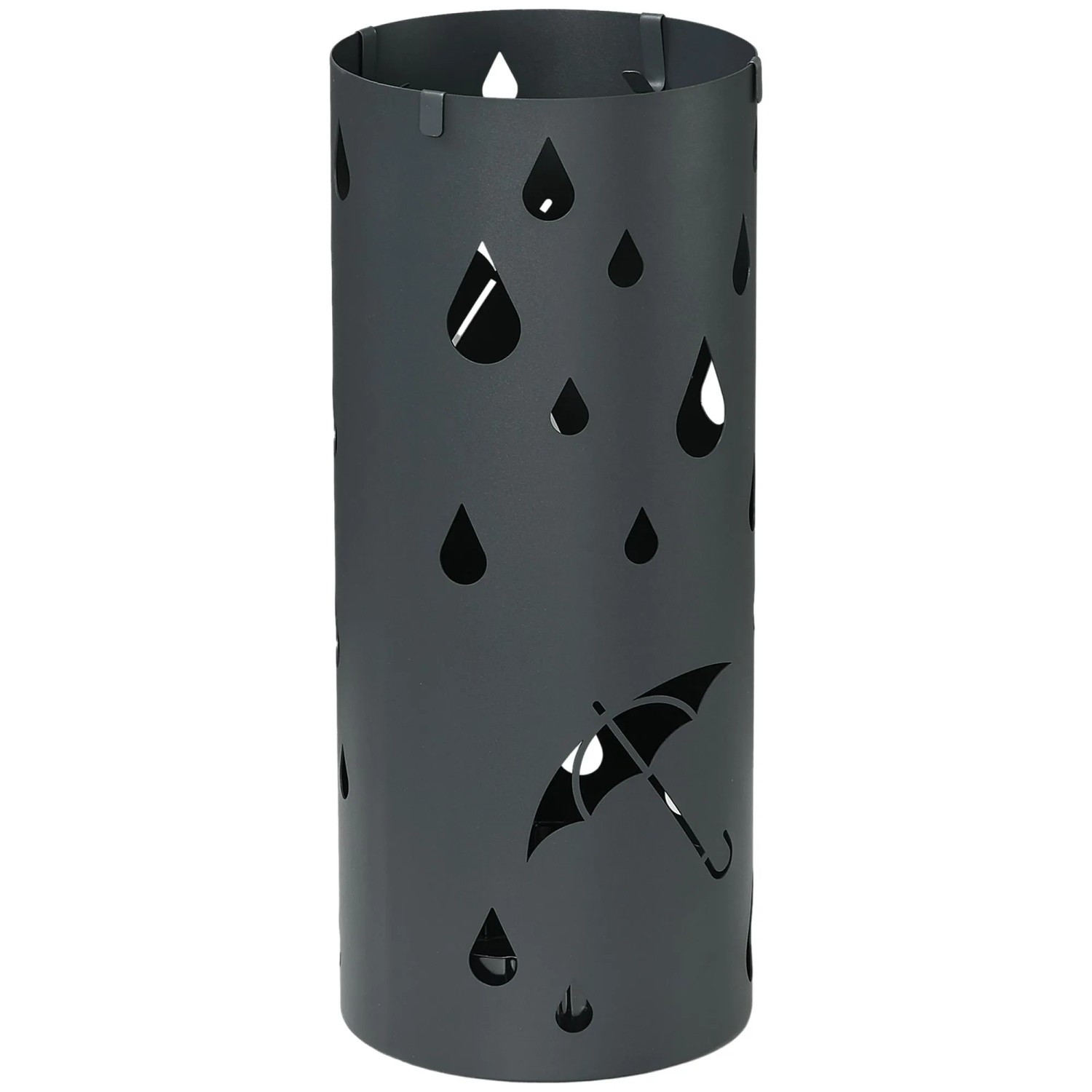 Furnicato Schirmständer Stahl Säulenform Ø17x41 Cm Grau Mit Bodenfach