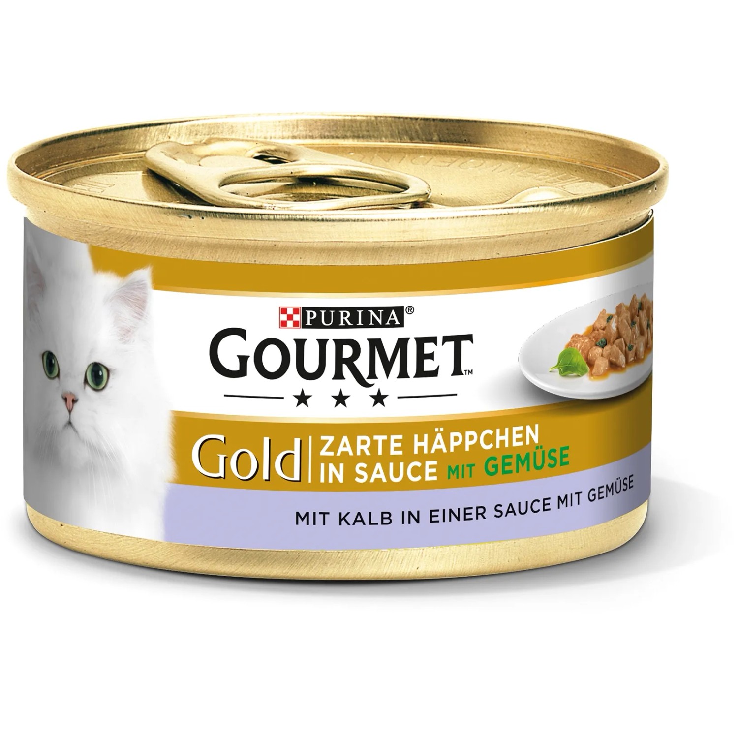 Gourmet Katzen-Nassfutter Gold Zarte Häppchen in Sauce mit Kalbund und Gemüse