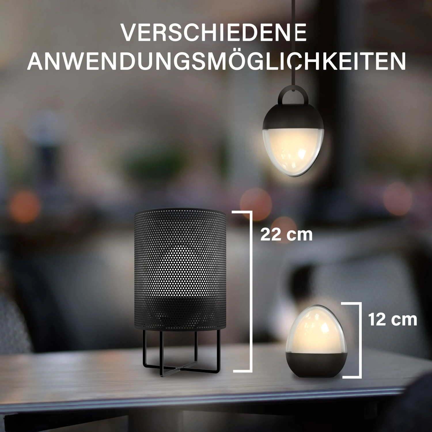 MegaLight LED Akku Tischleuchte Ovo Dot, verschiedene Anwendungsmöglichkeiten.