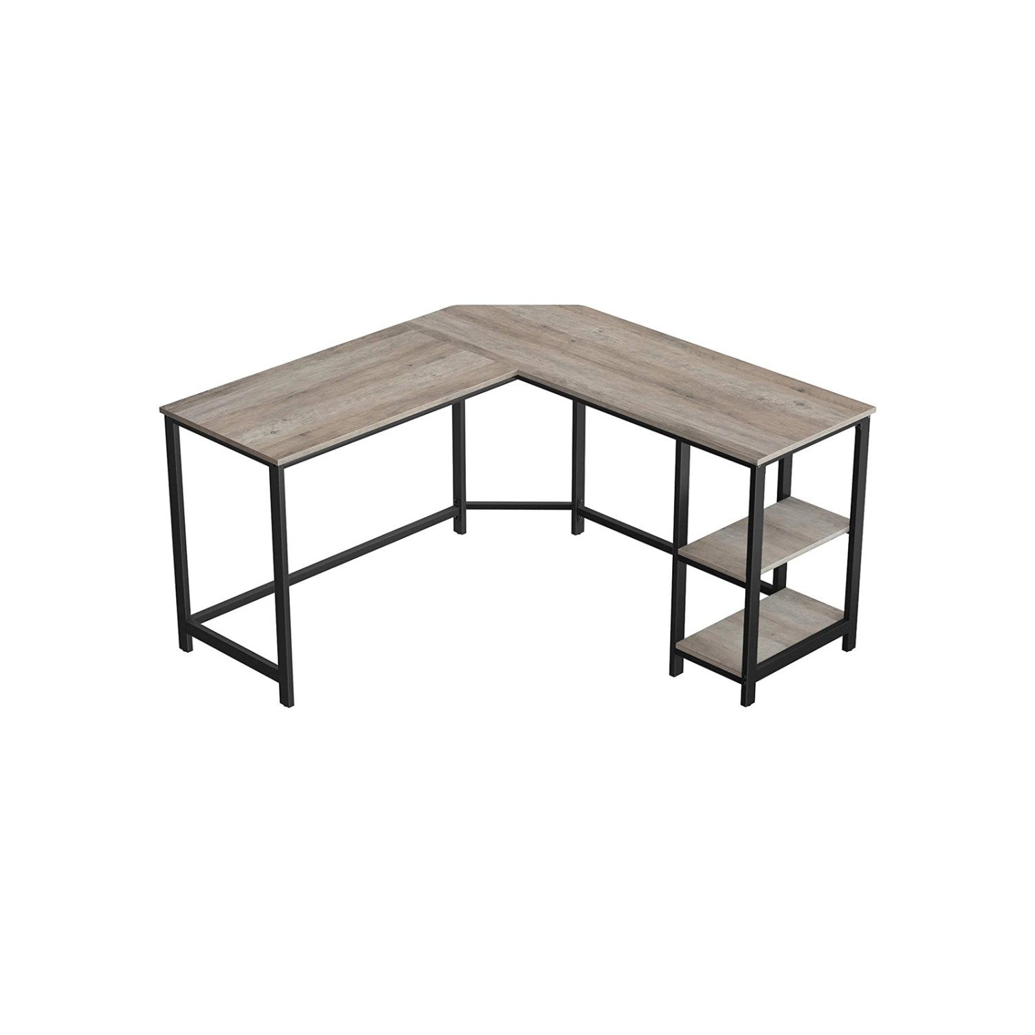 Vasagle Schreibtisch L-förmig 138 cm x 138 cm x 76 cm Greige-Schwarz