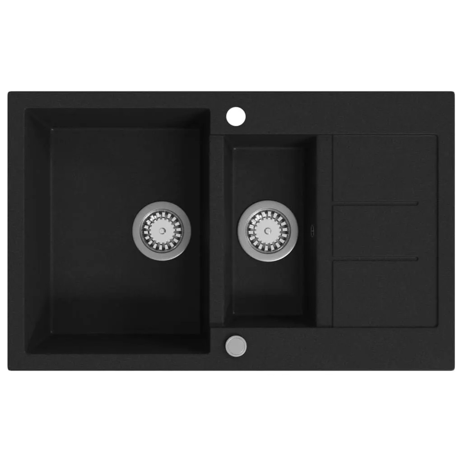vidaXL Granitspüle Doppelbecken Schwarz 142950
