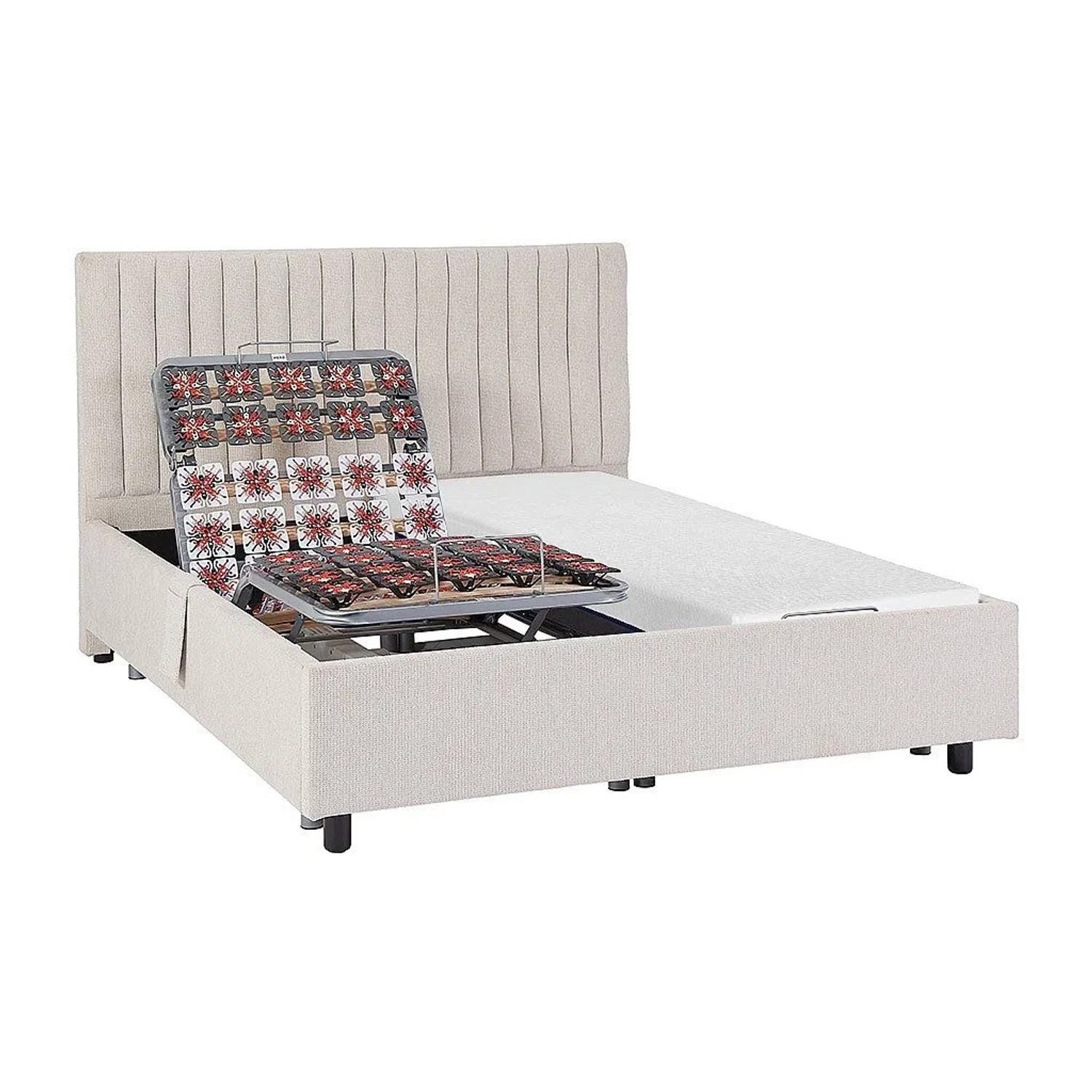 Vente-unique Bett Mit Elektrischem Lattenrost Sasora Beige 204 cm  70 cm  12 cm