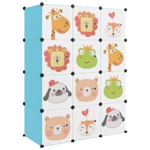 vidaXL Kinderschrank Modular mit 12 Würfeln Blau PP 340580