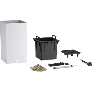 Lechuza Canto Stone high LED Pflanzgefäß, Quarzweiß, 30x56cm, mit Zubehör und Lichtband.