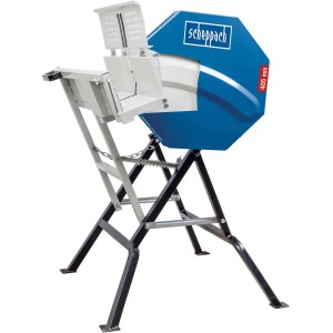 Scheppach Wippkreissäge HS410, 2200 W, mit blauem Gehäuse und weißer Wippe.