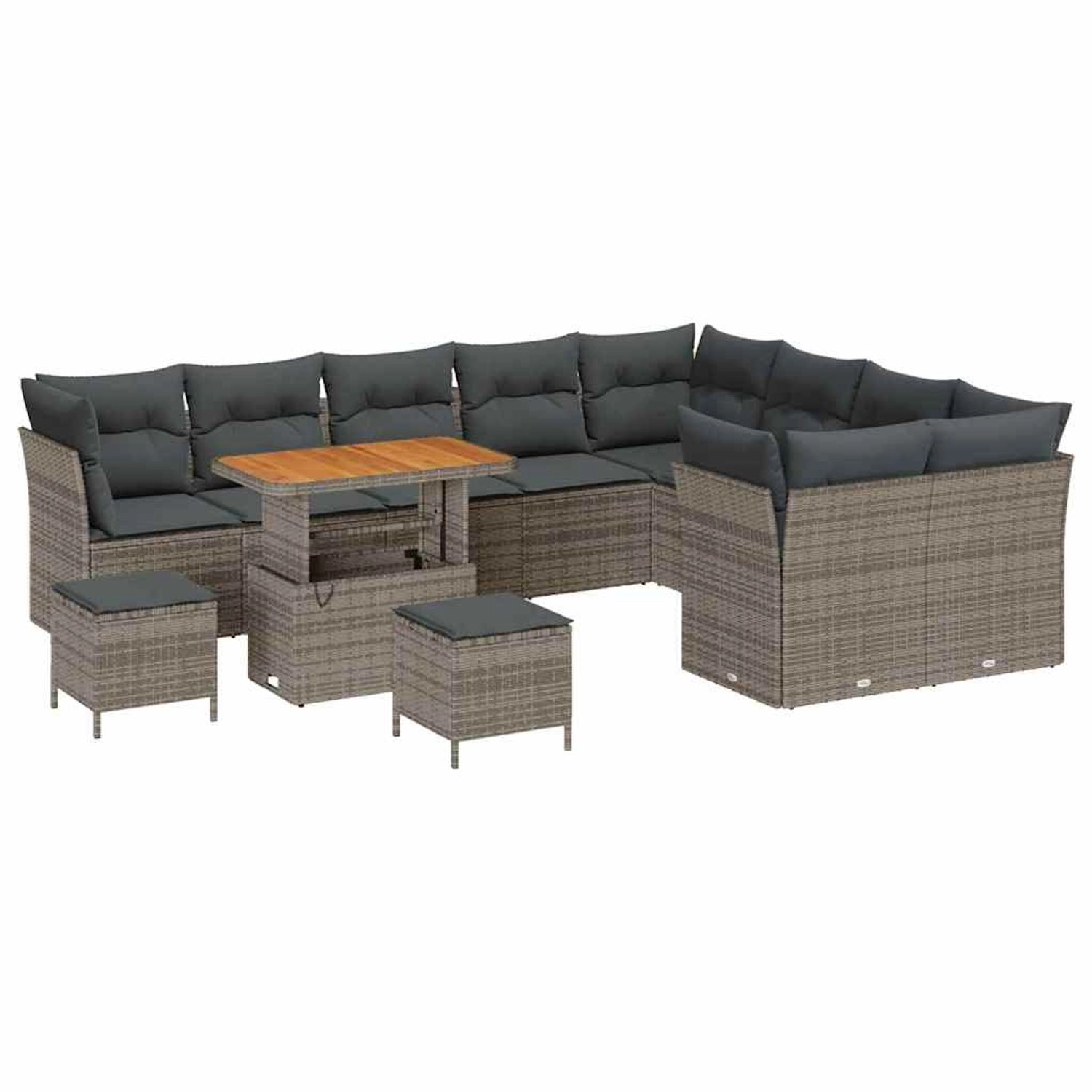 vidaXL Garten-Sofa-Set 12-Tlg Grau Poly Rattan 3361528 günstig online kaufen