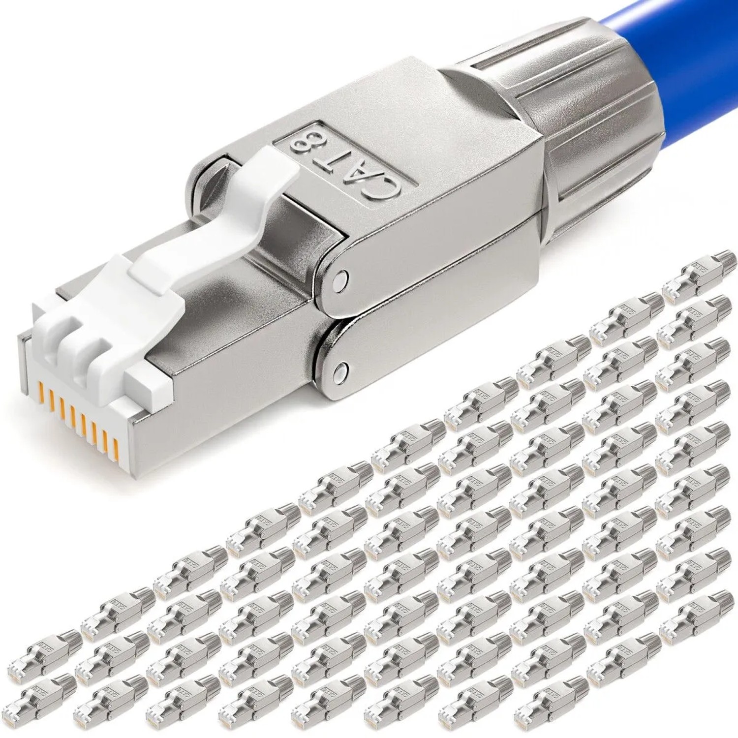 hb-digital 64x Netzwerkstecker CAT 8 RJ45 LSA STP Kontakte Vergoldet 50u