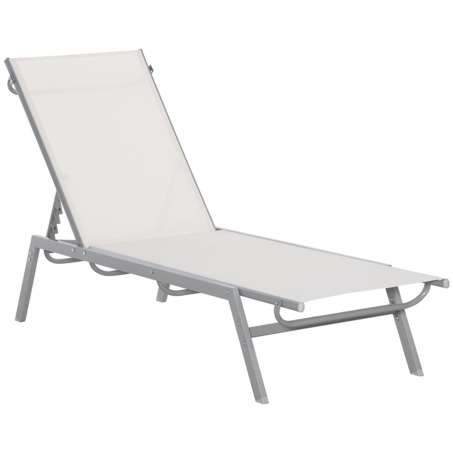 Outsunny Garten-Sonnenliege mit 5-Stufig Verstellbare Rückenlehne Cremeweiß günstig online kaufen