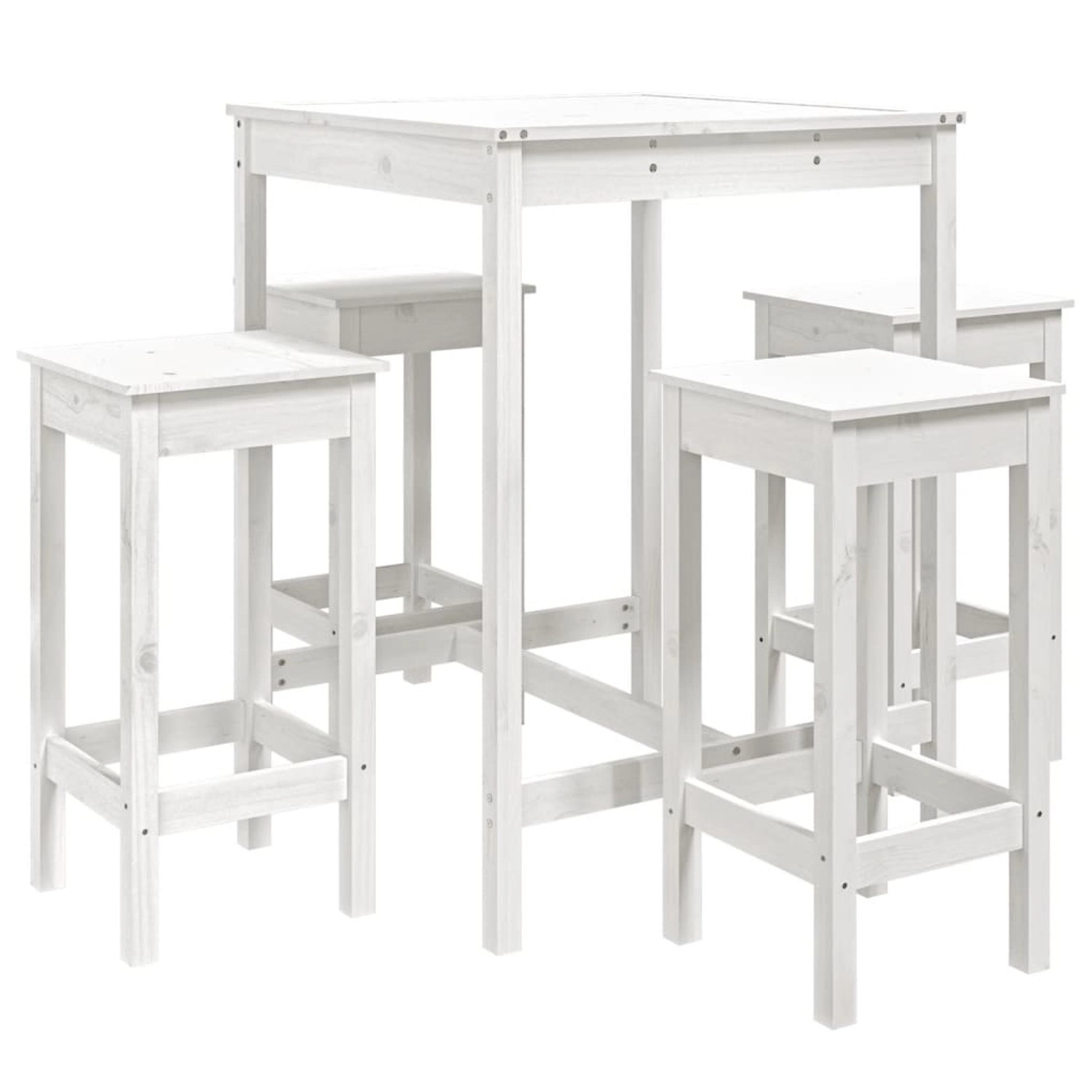 vidaXL 5-Tlg Gartenbar-Set Weiß Massivholz Kiefer 3154731