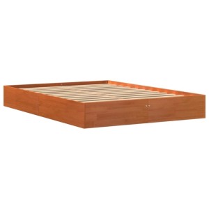 vidaXL Massivholzbett ohne Matratze Wachsbraun 140x200 cm Kiefernholz 844818