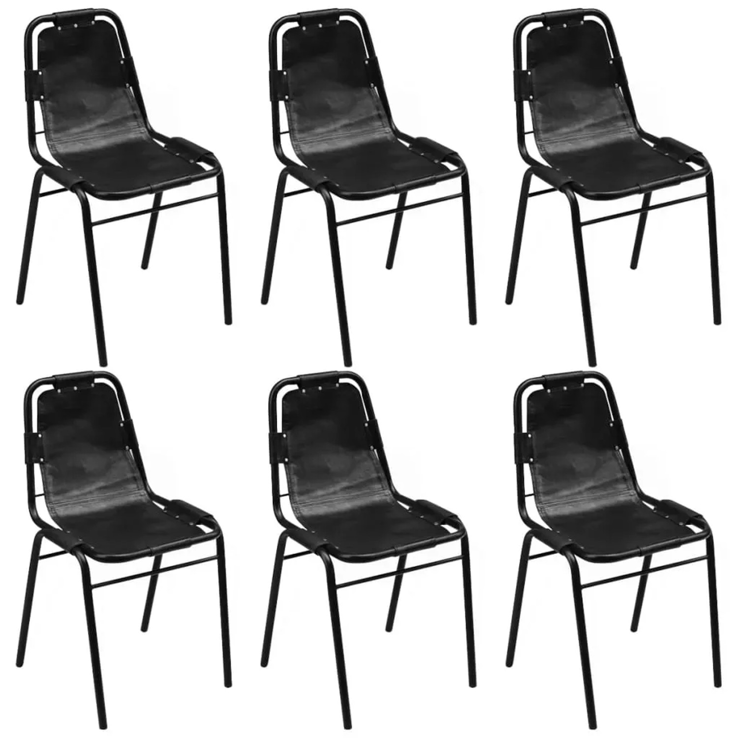 vidaXL Esszimmerstühle 6 Stk Schwarz Echtleder 274394