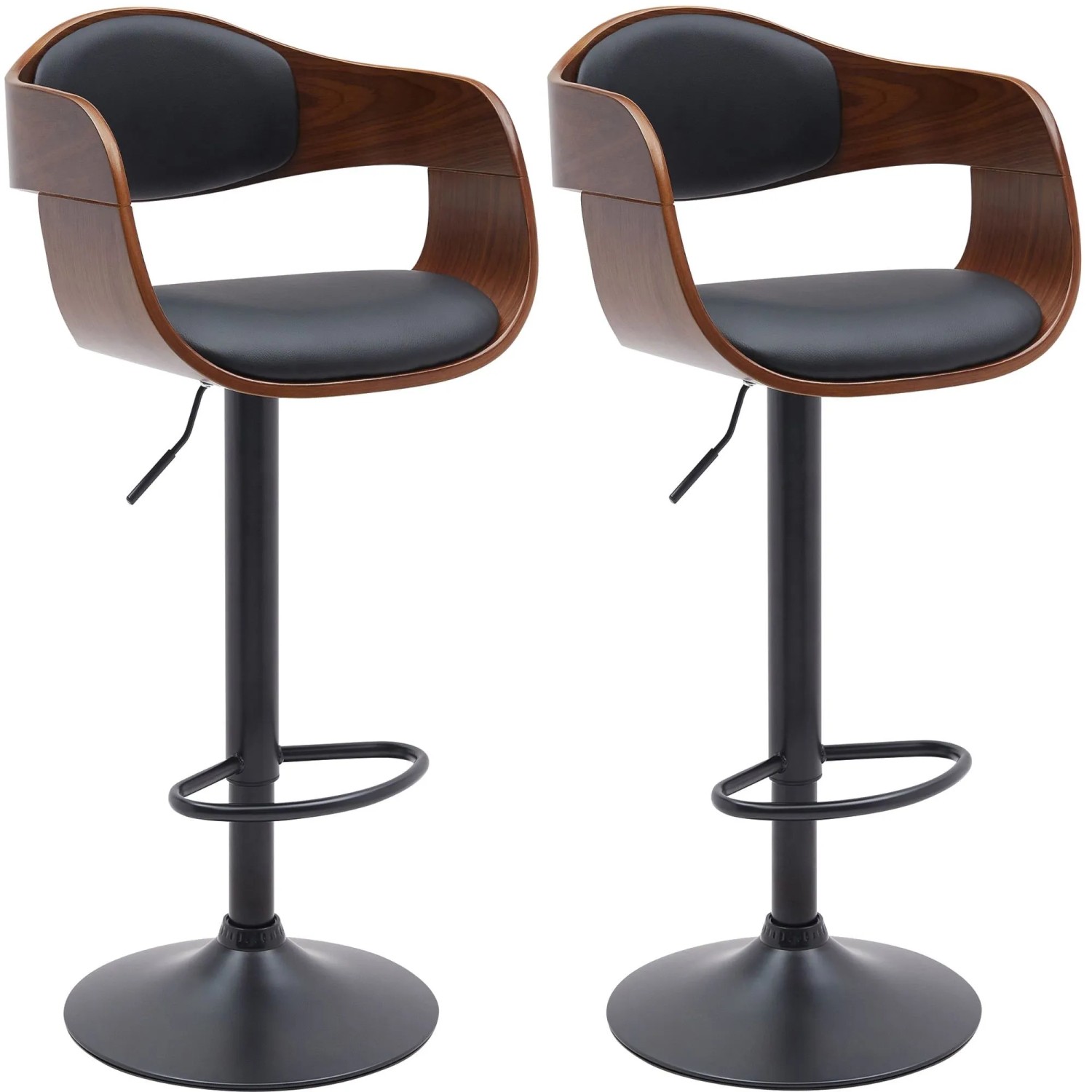 CLP 2er Set Barhocker Kingston walnuss/schwarz/Kunstleder