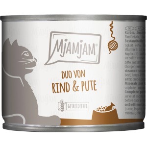 MjAMjAM Katzen-Nassfutter Duo Rind & Pute mit Kürbis, getreidefrei, 200g Dose.