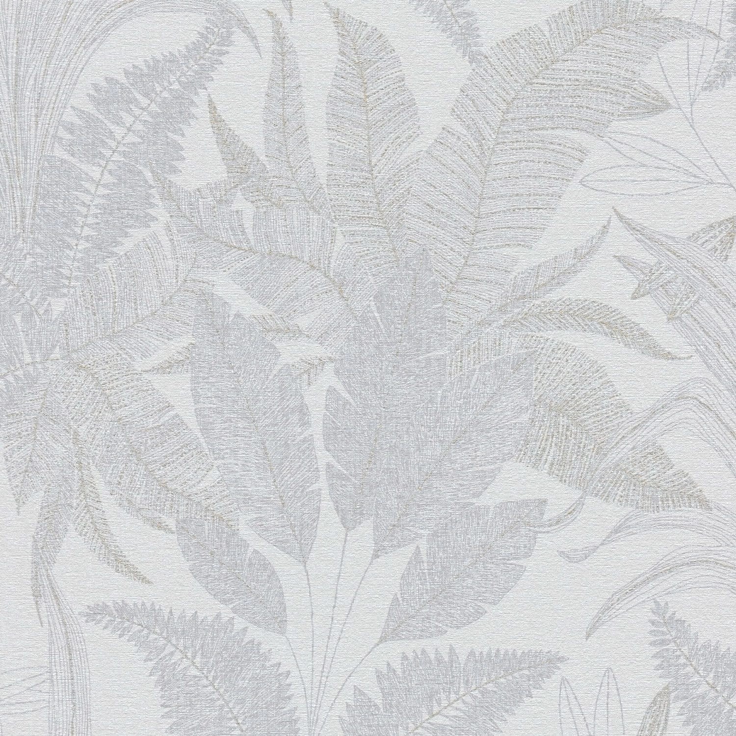 PROFHOME 396541-GU Landhaus Tapete Floral Matt Grau Creme-Weiß Gold 0,53 m günstig online kaufen
