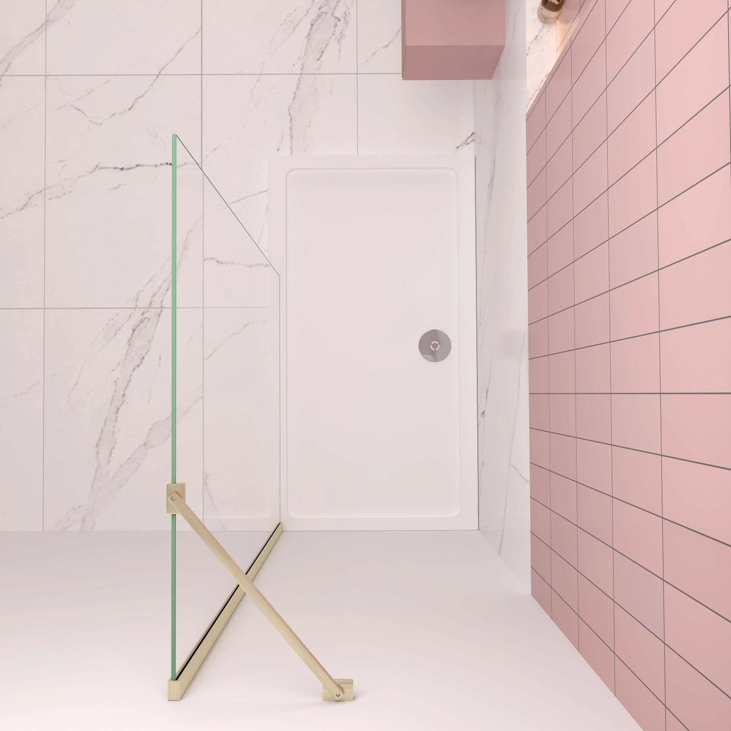 AICA Walk-In Dusche 70x200cm mit goldfarbenem Stabilisator und 8mm ESG Glas.