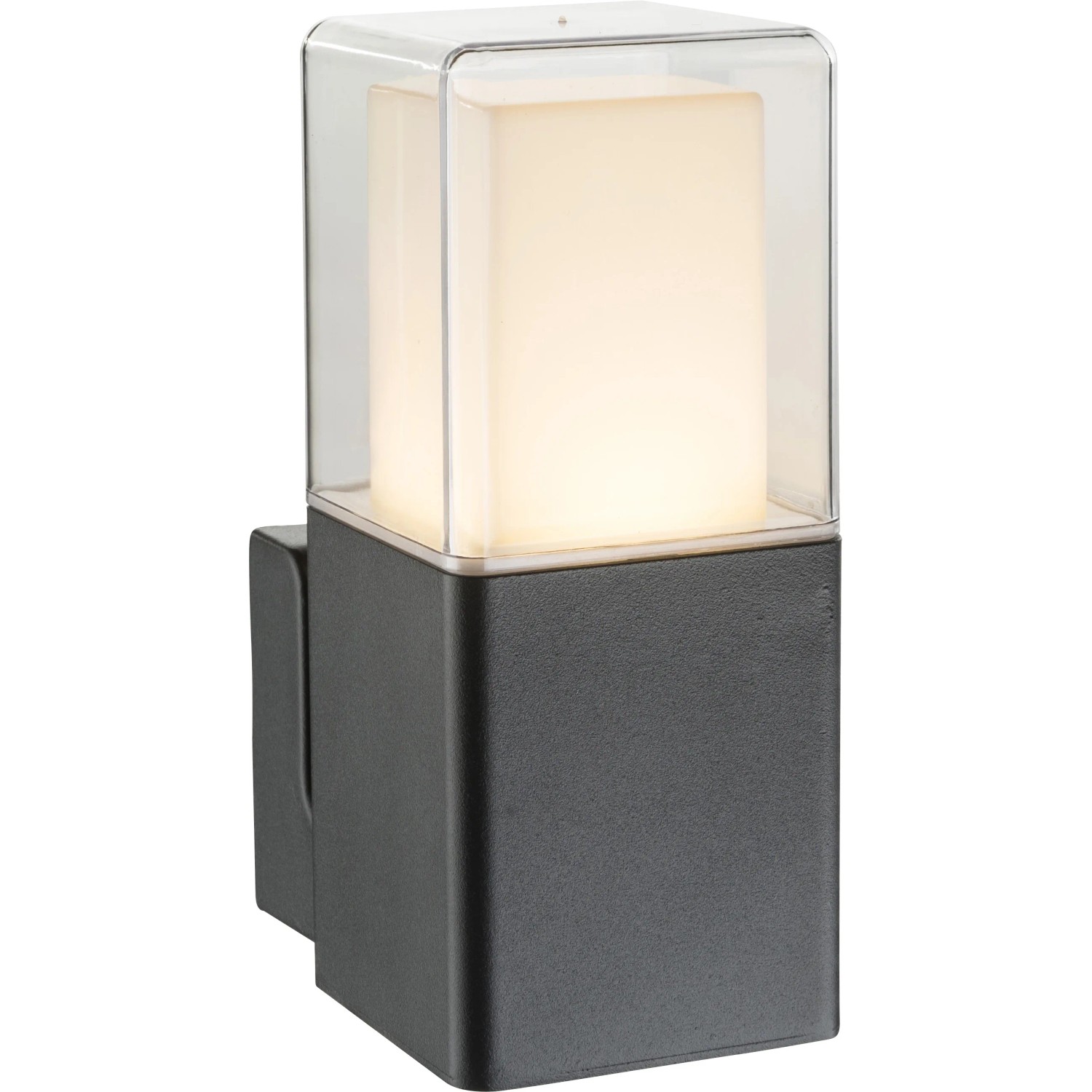 Moderne, schwarze Globo LED-Außenwandleuchte DALIA aus Aluminium mit opal-klarem Glas.