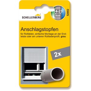 Schellenberg Rollladen-Anschlagstopfen, 2er Set, grau, 20x40mm, zur Montage am Rollladenprofil.