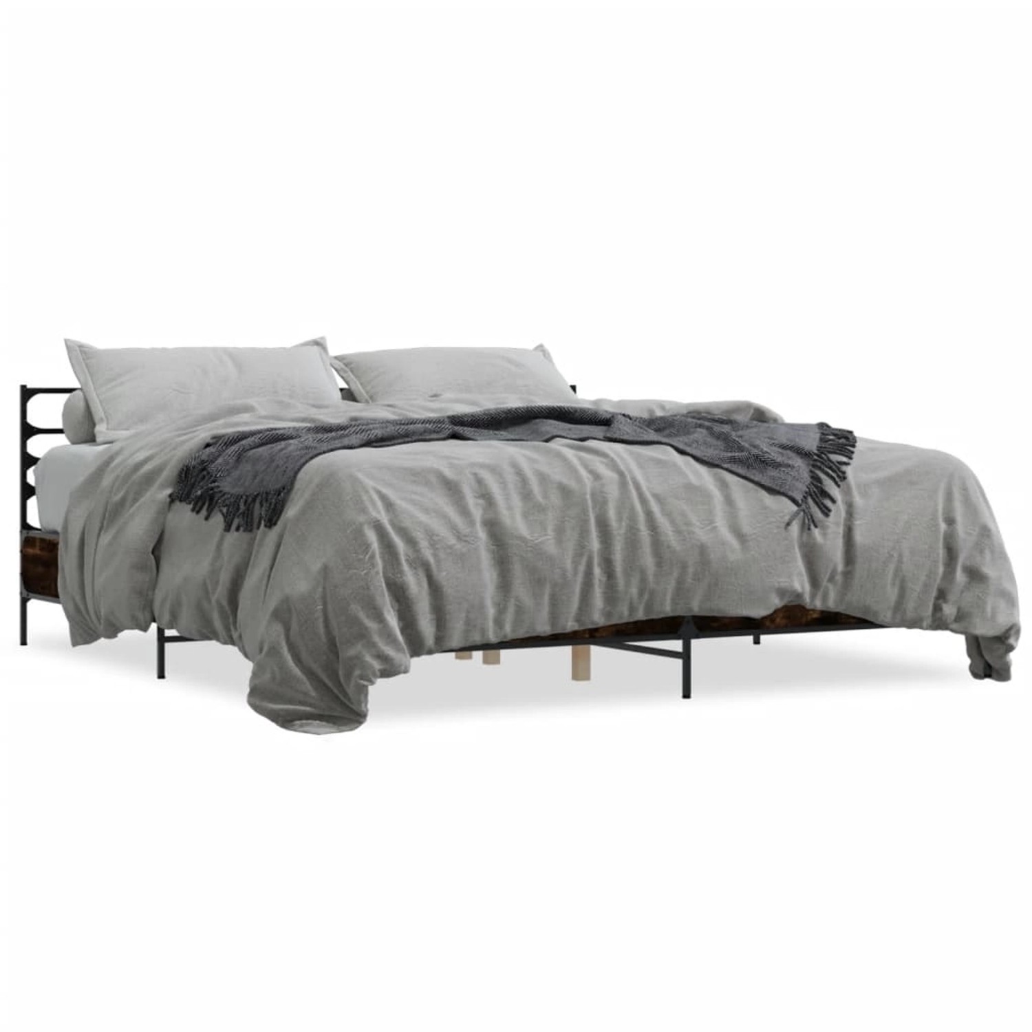 vidaXL Bettgestell Räuchereiche 200x200 cm Holzwerkstoff und Metall 3280064 günstig online kaufen