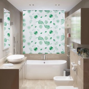 Relaxdays Duschrollo Kunststoff Aluminium Weiß Grün Wasserabweisend 160 cm x 240 cm