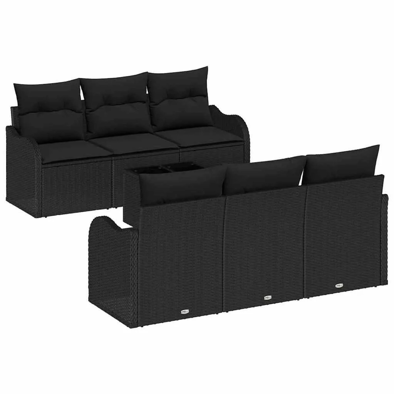 vidaXL Gartensofa-set 7-Tlg Schwarz Poly-Rattan und Stahl und Glas 3354262 günstig online kaufen