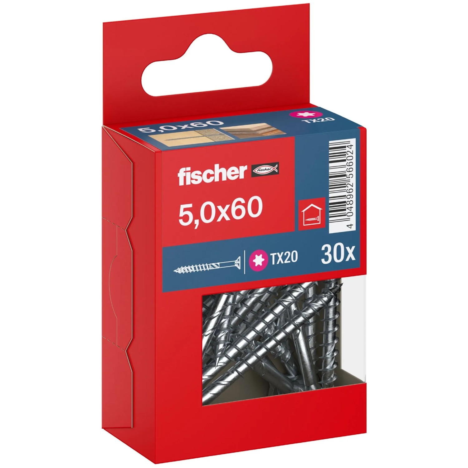Fischer Schraube PowerFast II Senkkopf TX Teilgewinde Ø 5 x 60 mm 30 Stk