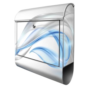 Banjado Design Briefkasten Silber Pulverbeschichtet 39x47x14cm 2 Schlüssel Mit Zeitungsfach Motiv Blauer Schleier